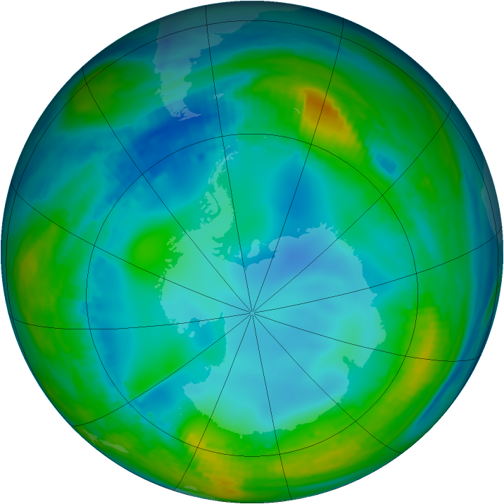 Antarctic ozone map for 15 July 1985